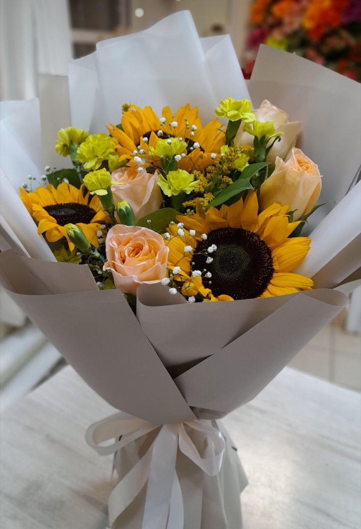 Designers Choice Yellow Flower Bouquet | Solar Wonders Flower Boutique, image size:1170x1715